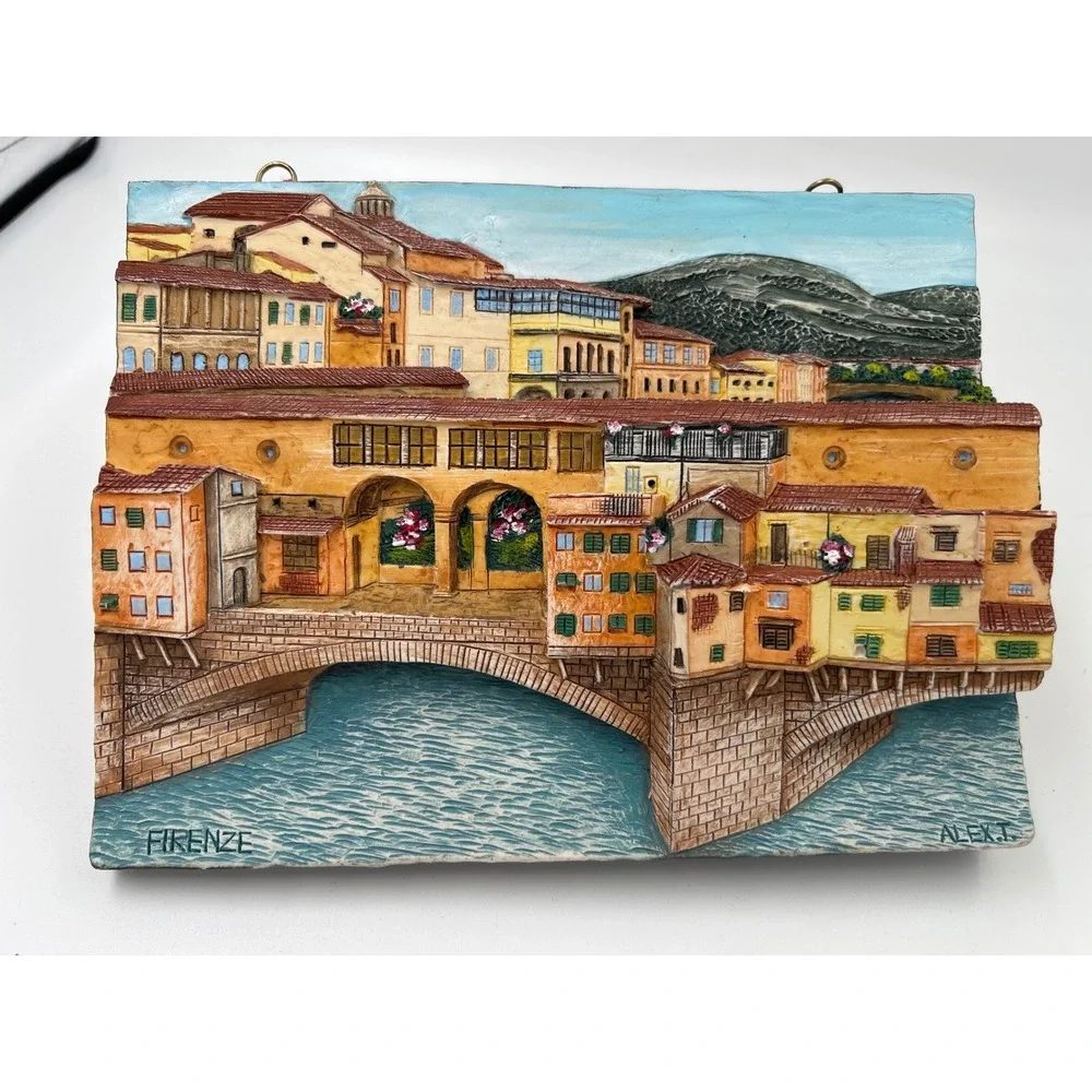 Istituto Grafico Italiano Ponte Vecchio Firenze 3D Relief Plaque Italy Alex T